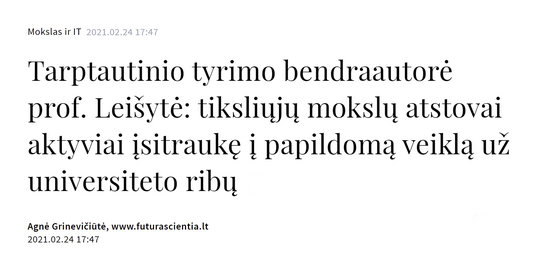 Title of the LRT article (lithuanian)