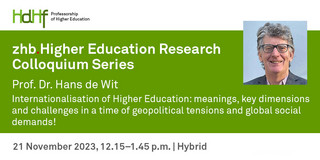 Announcement flyer of the talk including a portrait photo of Prof. Dr. Hans de Wit