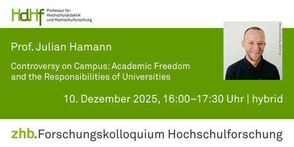 Ankündigungskarte des Vortrags mit einem Porträtfoto von Prof. Julian Hamann