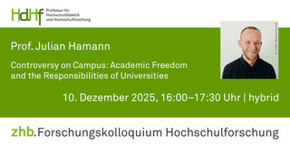 Ankündigungskarte des Vortrags mit einem Porträtfoto von Prof. Julian Hamann
