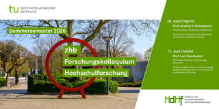 zhb Forschungskolloquium Hochschulforschung: Vorträge im Sommersemester 2026 Ankündigungskarte für die Vorträge des Forschungskolloquiums im Sommersemester 2026