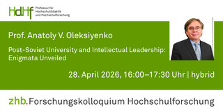 Ankündigungskarte des Vortrags mit einem Porträtfoto von Prof. Anatoly V. Oleksiyenko