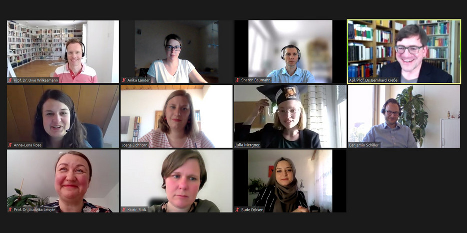Screenshot: Die Teilnehmenden der Online-Disputation von Julia Mergner