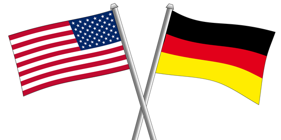 Crossed flags: USA and Germany