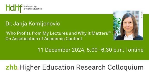 Announcement flyer of the talk including a portrait photo of Dr. Janja Komljenovic
