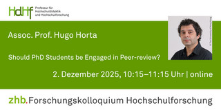 Ankündigungskarte des Vortrags mit einem Porträtfoto von Assoc. Prof. Hugo Horta