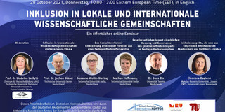 Banner zum Online-Seminar: Inklusion in lokale und internationale wissenschaftliche Gemeinschaften
