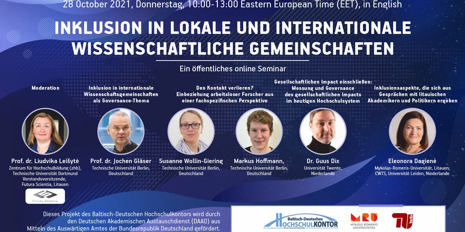 Banner zum Online-Seminar: Inklusion in lokale und internationale wissenschaftliche Gemeinschaften