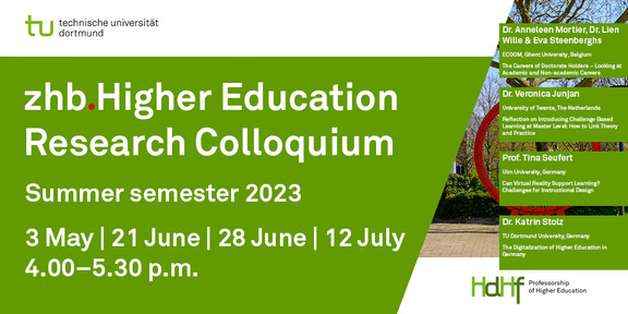zhb Higher Education Research Colloquium: Talks in the summer semester 2023 Announcement card for the talks at the research colloquium in the summer semester 2023