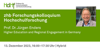 Ankündigungskarte des Vortrags mit einem Porträtfoto von Prof. Jürgen Enders