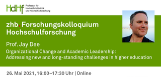 Ankündigung des Vortrags von Prof. Jay R. Dee Ankündigungskarte des Vortrags mit einem Porträtfoto von Prof. Jay R. Dee