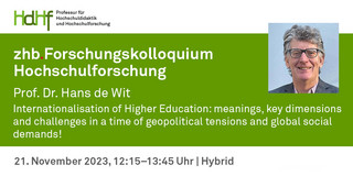Ankündigungskarte des Vortrags mit einem Porträtfoto von Prof. Dr. Hans de Wit