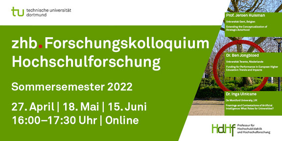 Ankündigungskarte für die Vorträge des Forschungskolloquiums Hochschulforschung im Sommersemester 2022