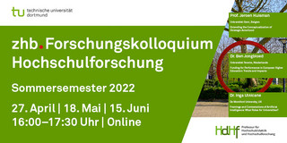 Ankündigungskarte für die Vorträge des Forschungskolloquiums Hochschulforschung im Sommersemester 2022
