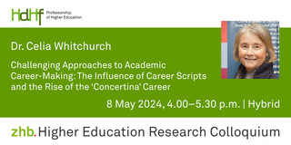 Announcement flyer of the talk including a portrait photo of Dr. Celia Whitchurch